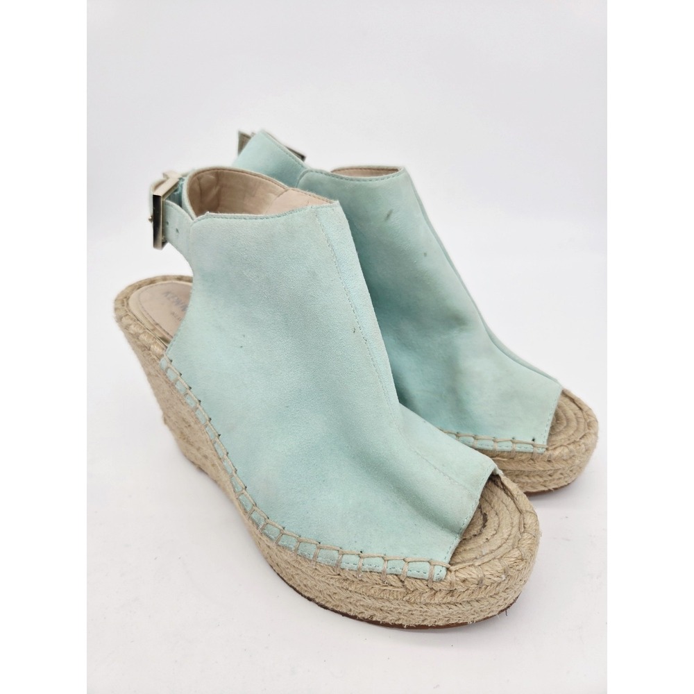 Kenneth Cole- OLIVIA Espadrille Jute Platform Wedge Sandal Blue‎ Suede Size 6M